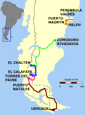 Mapa de Viajes de Aventura - Patagonia Adventure Trip